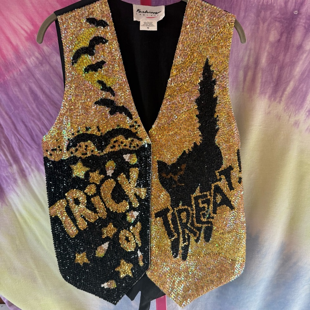 Sequin Halloween Vest - Black and Gold
